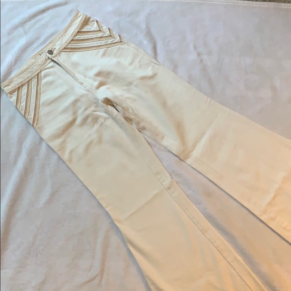 Free People Cream Flare Jeans
